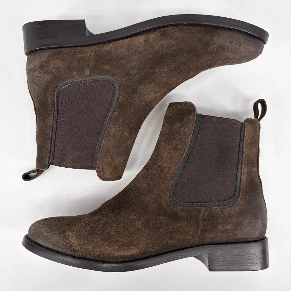 THURSDAY BOOT CO. | Duchess Leather Chelsea Boots in Olive Brown Suede | Sz 10 - Picture 10 of 15